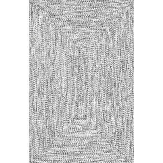 nuLOOM Wynn Braided Indoor/Outdoor Salt And Pepper 10' Casual Square Rug