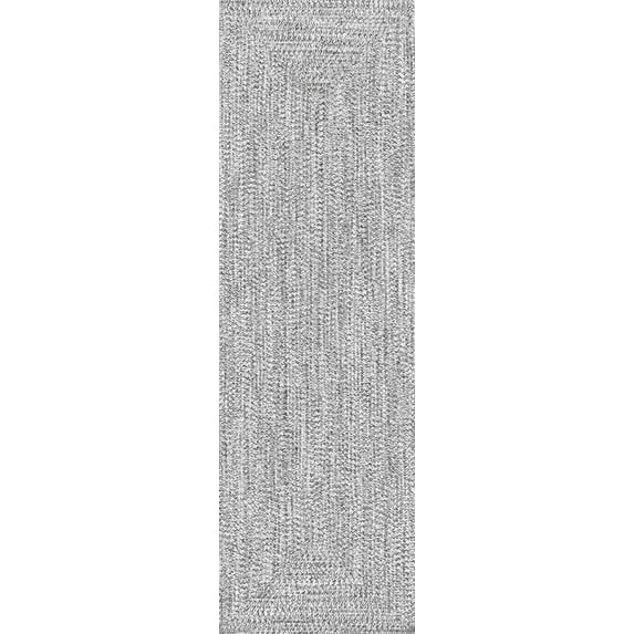 nuLOOM Wynn Braided Indoor/Outdoor Salt And Pepper 2' 6" x 8' Casual Runner Rug