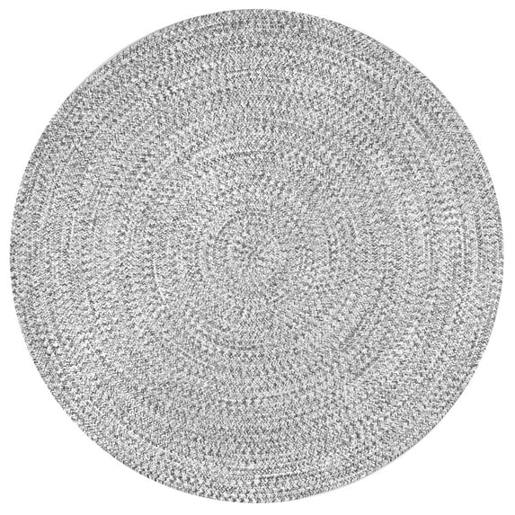nuLOOM Wynn Braided Indoor/Outdoor Salt And Pepper 5' Casual Round Rug
