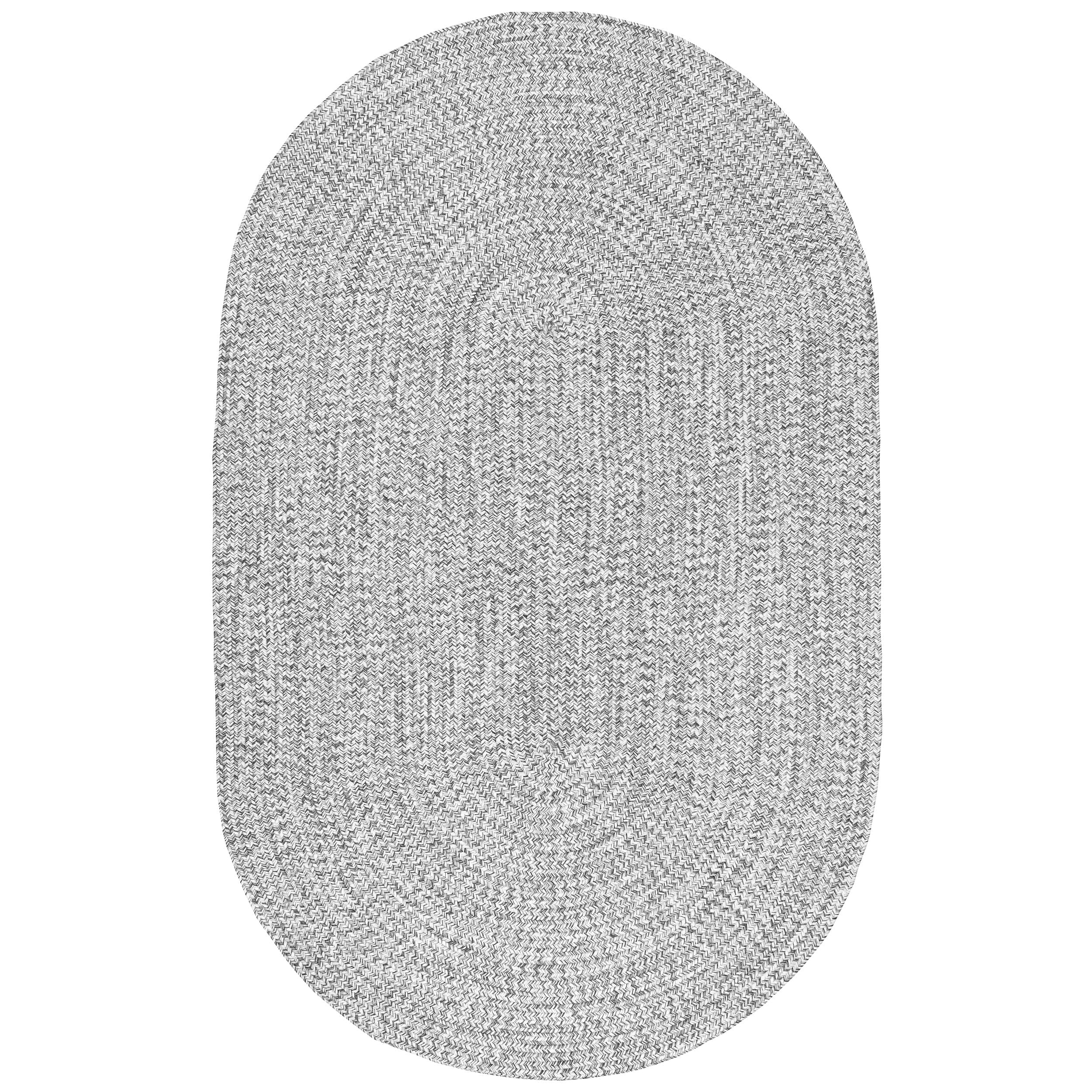 Salt & Pepper Oval 9' x 12' Synthetic Braided Rug