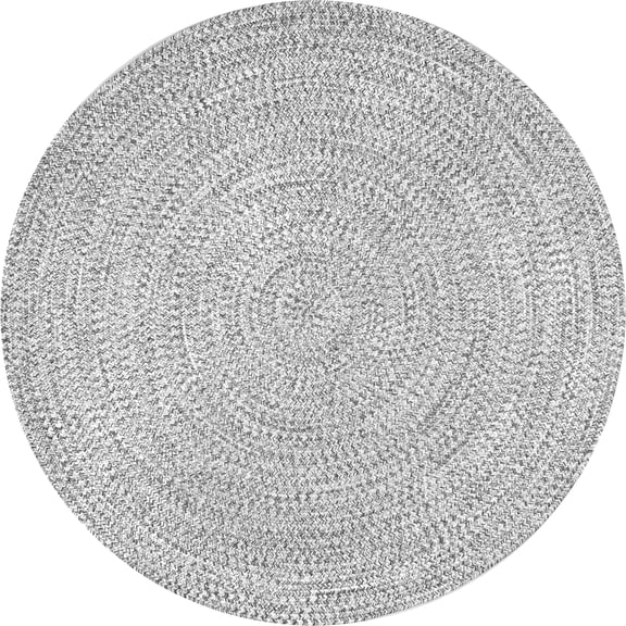 nuLOOM Wynn Braided Indoor/Outdoor Salt And Pepper 8' Casual Round Rug