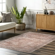 nuLOOM Xenia Faded Transitional SplashGuard Machine Washable Area Rug, 5' x 8', Xenia Rust