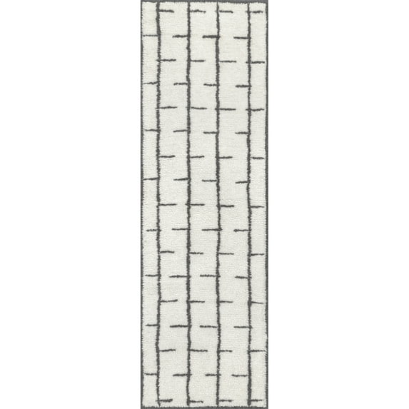 nuLOOM Zelda Machine Washable Wool Modern Geometric Runner Rug, 2' x 8', Ivory