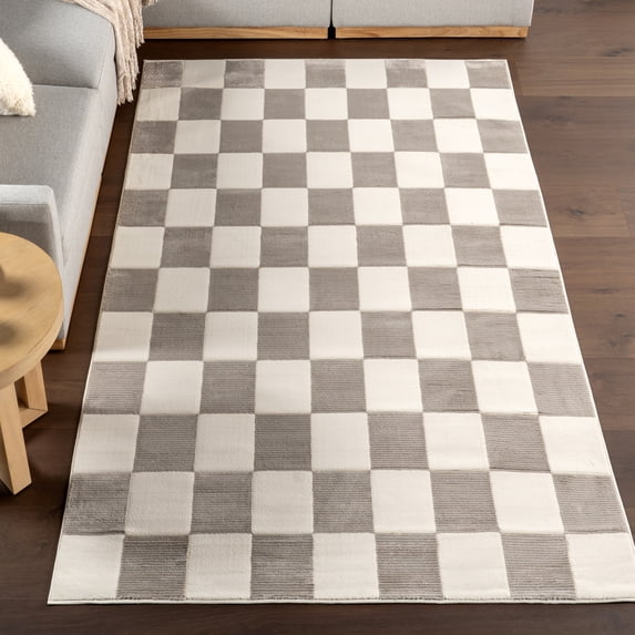nuLOOM Zhuri Checkered Machine Washable Area Rug, 8' x 10', Cream