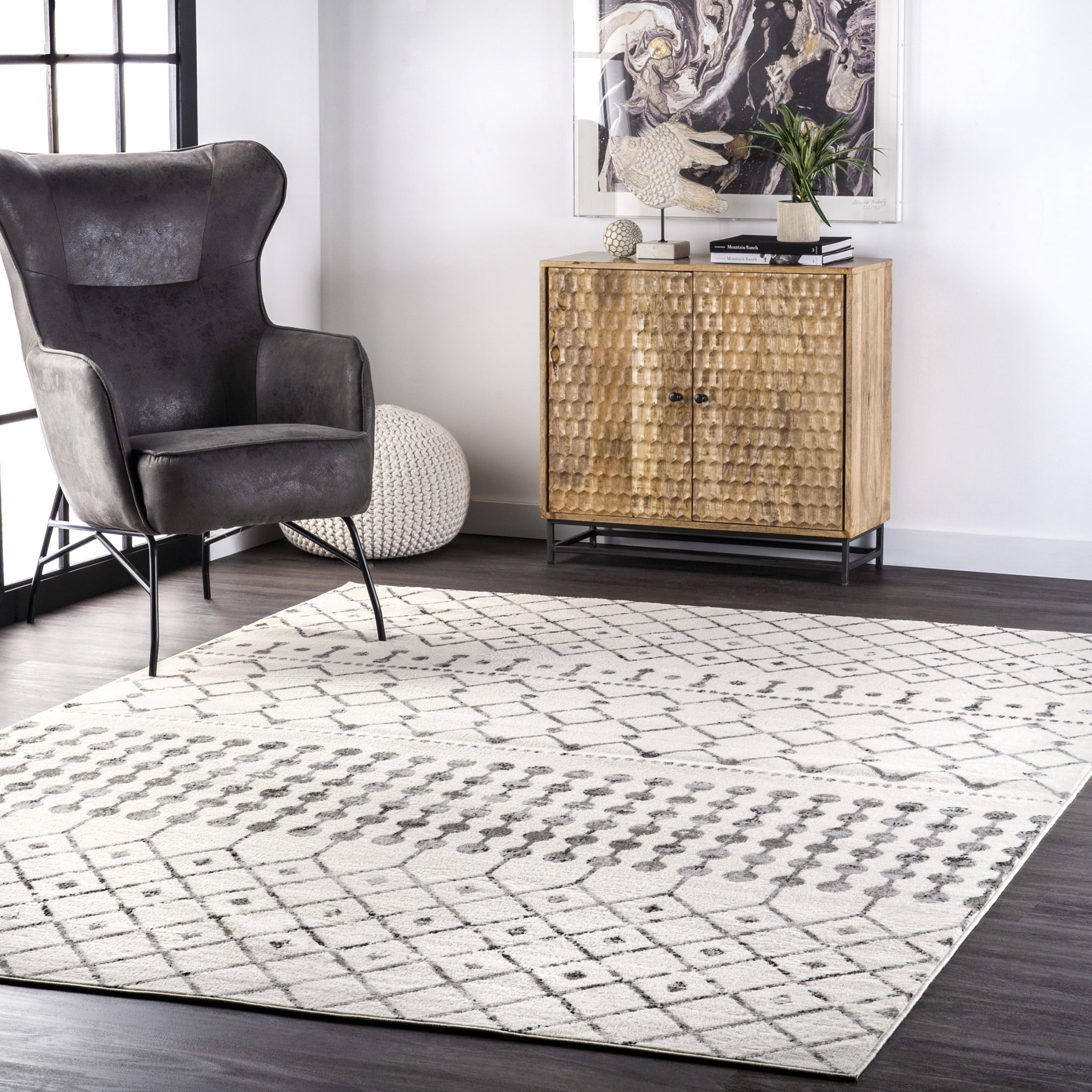nuLOOM Zola Geometric Moroccan Area Rug, 6' 7" x 9', Zola Grey