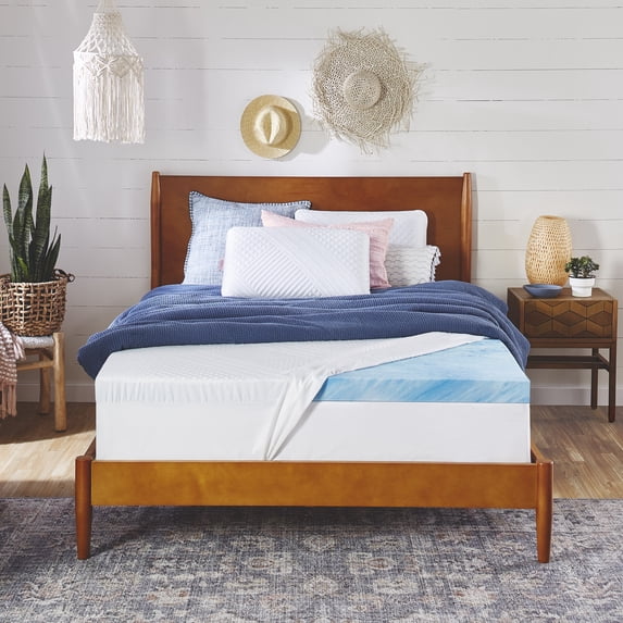 nue by Novaform Gel Memory Foam Mattress Topper, Full, 3-inch, Dual Cooling