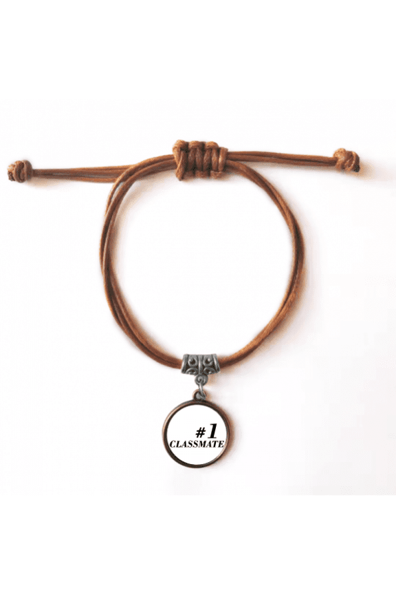 number.1 classmate graduation season bracelet leather hide wristband brown jewelry
