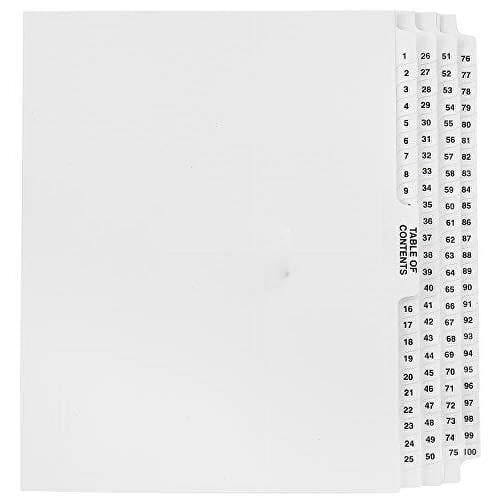 Avery Numbered Dividers 1100, Printable Labels, Tabbed, Unpunched