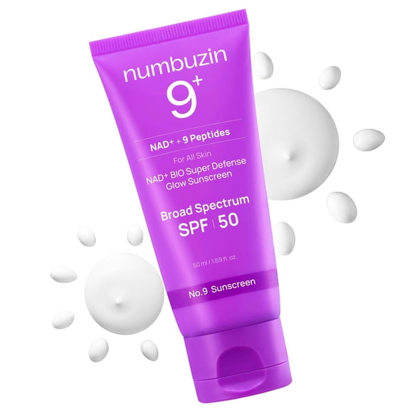 Numbuzin No.9 NAD+ Bio Super Defense Glow Sunscreen, For All Skin, SPF 50, 1.69 fl oz (50 ml)