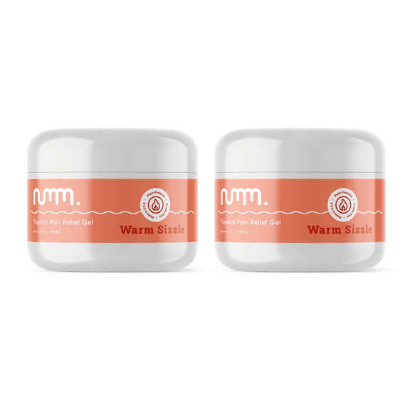 numm. Instant Pain Relief Gel, Warm Sizzle, 3% Camphor, 3% Menthol, Orange Citrus Mint Scent, 8oz, Pack of 2