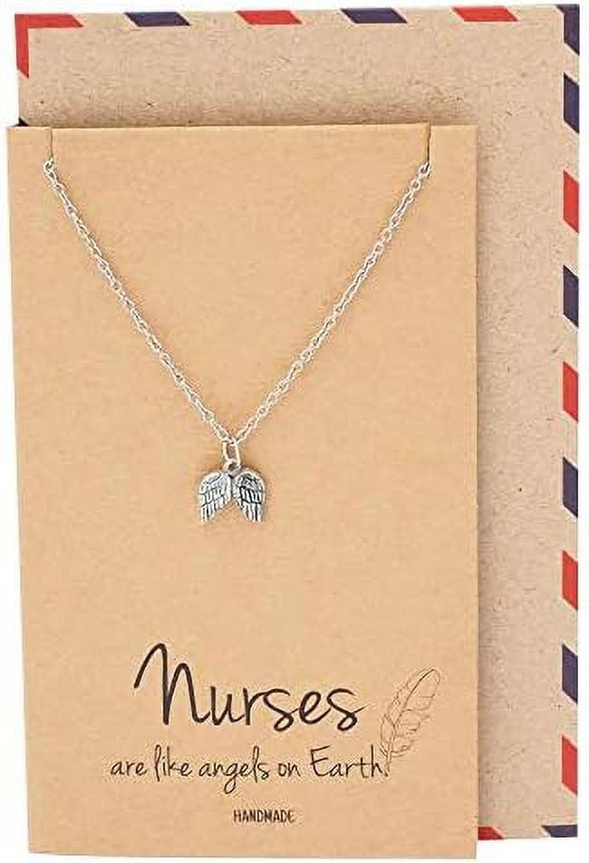 nurse necklace handcrafted angel pendant, thank you appreciation