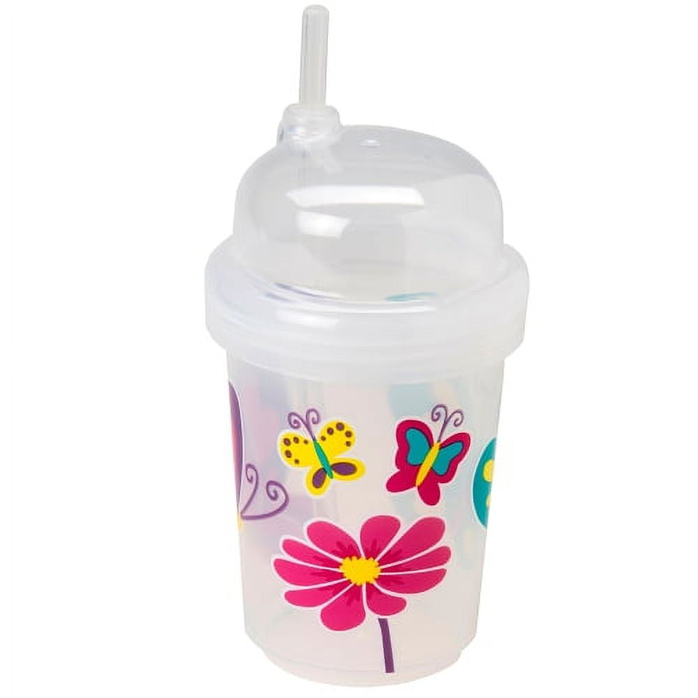 nuspin kids 8 oz Zoomi Straw Sippy Cup, Butterflies Style