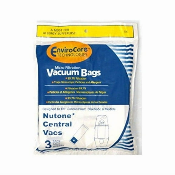 nutone microlined central vacuum bags 391, cf391 6/gal allergen by envirocare 3pk # 505