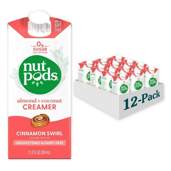 nutpods Cinnamon Swirl Unsweetened Dairy-Free Coffee Creamer 11.2oz, 12-pack