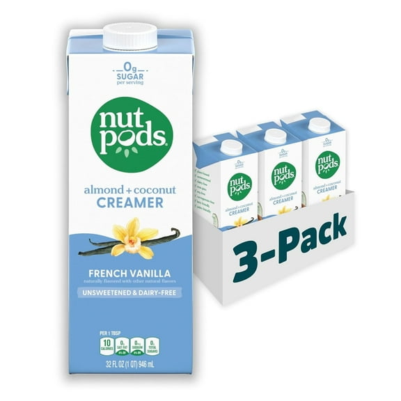 nutpods French Vanilla Dairy-Free Creamy Coffee Creamer, 32oz 3-Pack