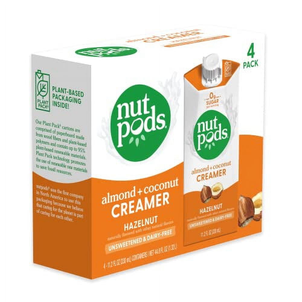 nutpods Hazelnut Creamer - Unsweetened Non Dairy Creamer Made from Almonds and Coconuts - Keto Creamer, Whole30, Gluten Free, Non-GMO, Vegan, Sugar Free, Kosher (4-Pack)