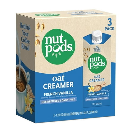 nutpods Oat French Vanilla Dairy-Free Coffee Creamer, 11.2 Oz, 3 Pack