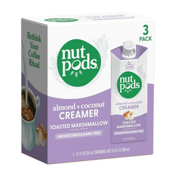 nutpods Toasted Marshmallow Unsweetened Dairy-Free Coffee Creamer 11.2oz, 3-pack