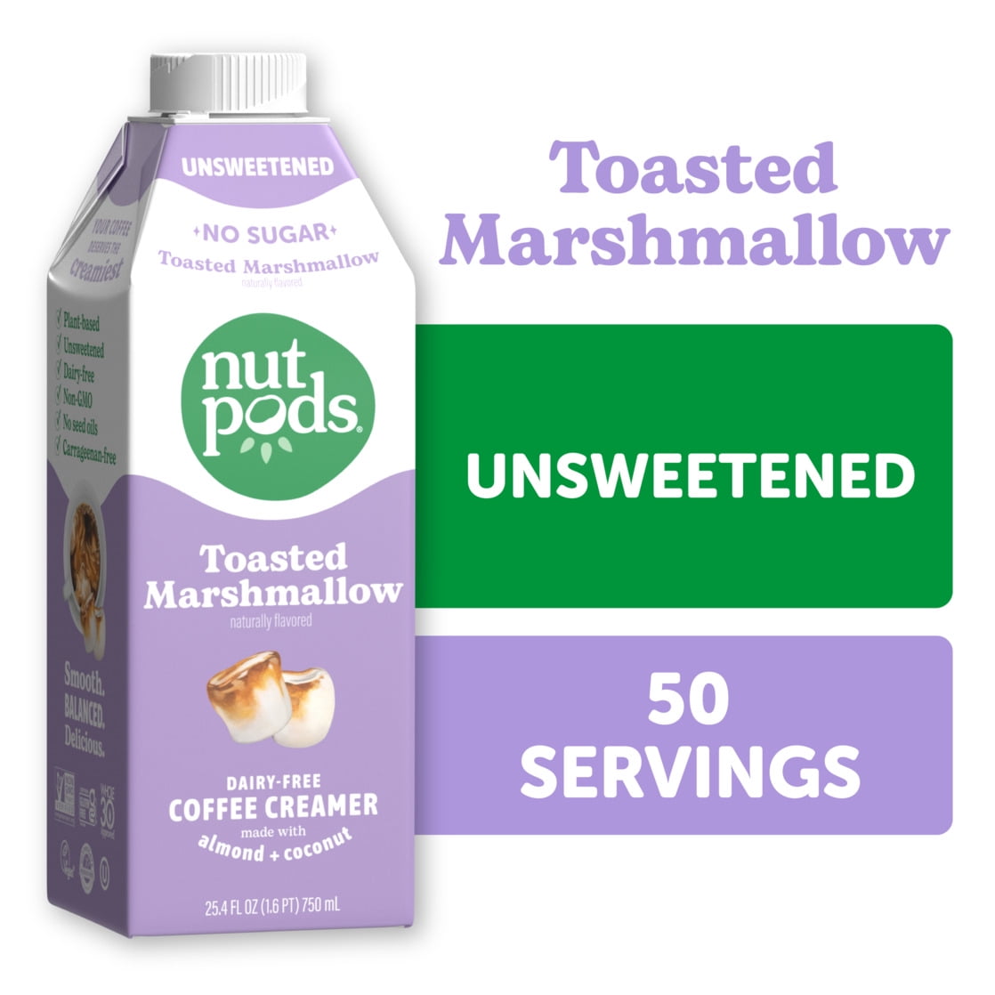 nutpods® Unsweetened Non Dairy Toasted Marshmallow made with Almonds and Coconuts Coffee Creamer