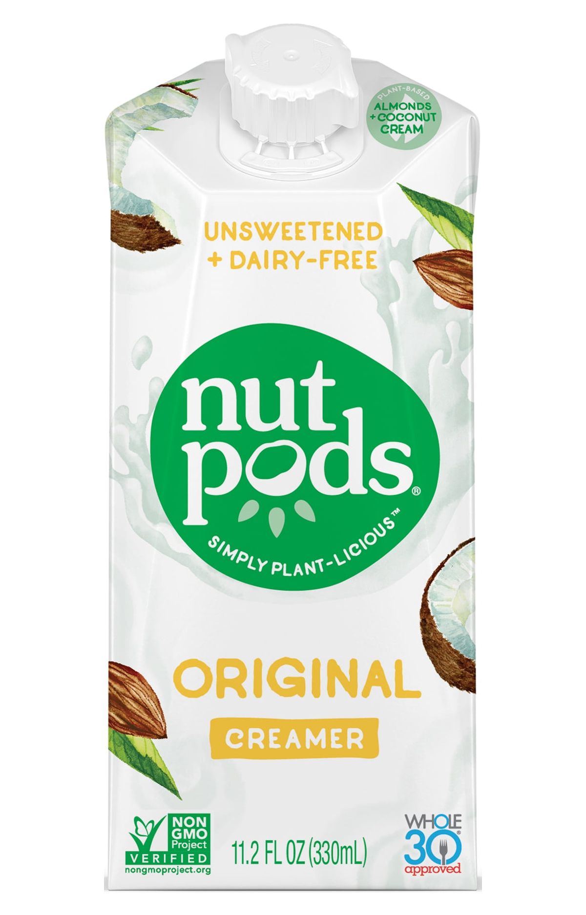 nutpods Unsweetened Original Liquid Coffee Creamer, 11.2 fl oz Container | Dairy-free, Keto, Non-GMO, Made From Coconut and Almond - image 1 of 8