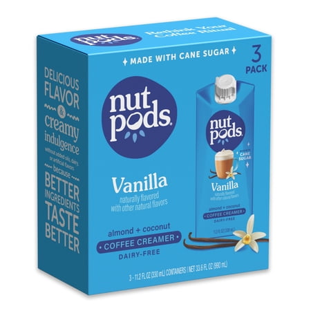 nutpods Vanilla Unsweetend Non-Dairy Coffee Creamer 11.2oz, 3-pack