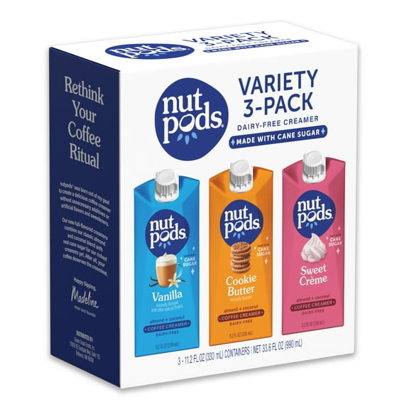 nutpods Variety Pack - Vanilla, Cookie Butter, Sweet Crème, Non-Dairy Coffee Creamer 11.2oz, 3-pack