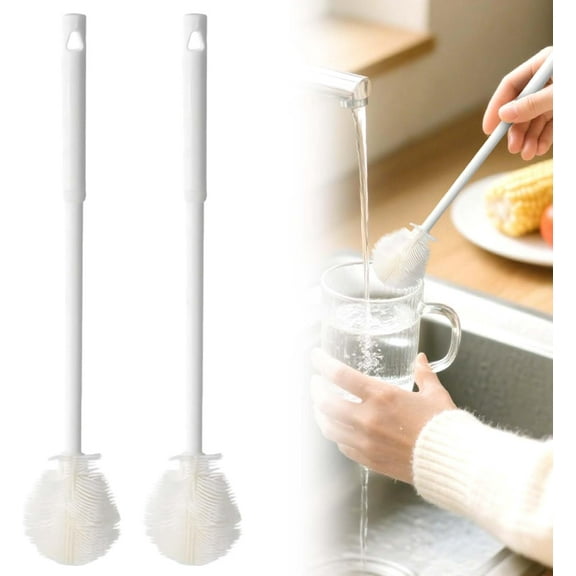 nuyezo 360° Bottle Cleaning Brush,Flexible Silicone Bottle Brush with Long Handle, Deep Cleaning Brush for Narrow Neck Bottles, Water Bottles, Baby Bottles, Flasks Soft Bottle Brush