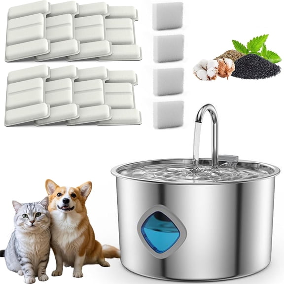 nuyezo Water Fountains For Cats Indoor with Water Window/Led- Designed For Healthy Drinking Water For Pets,3.2l/108oz Super Quiet Self Cleaning Pet Water Dispenser