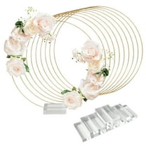 nvzhuang 12 Pcs Metal Table Decorations for Wedding Gold Round Hoop with Floral Decor Table Centerpieces Supplies