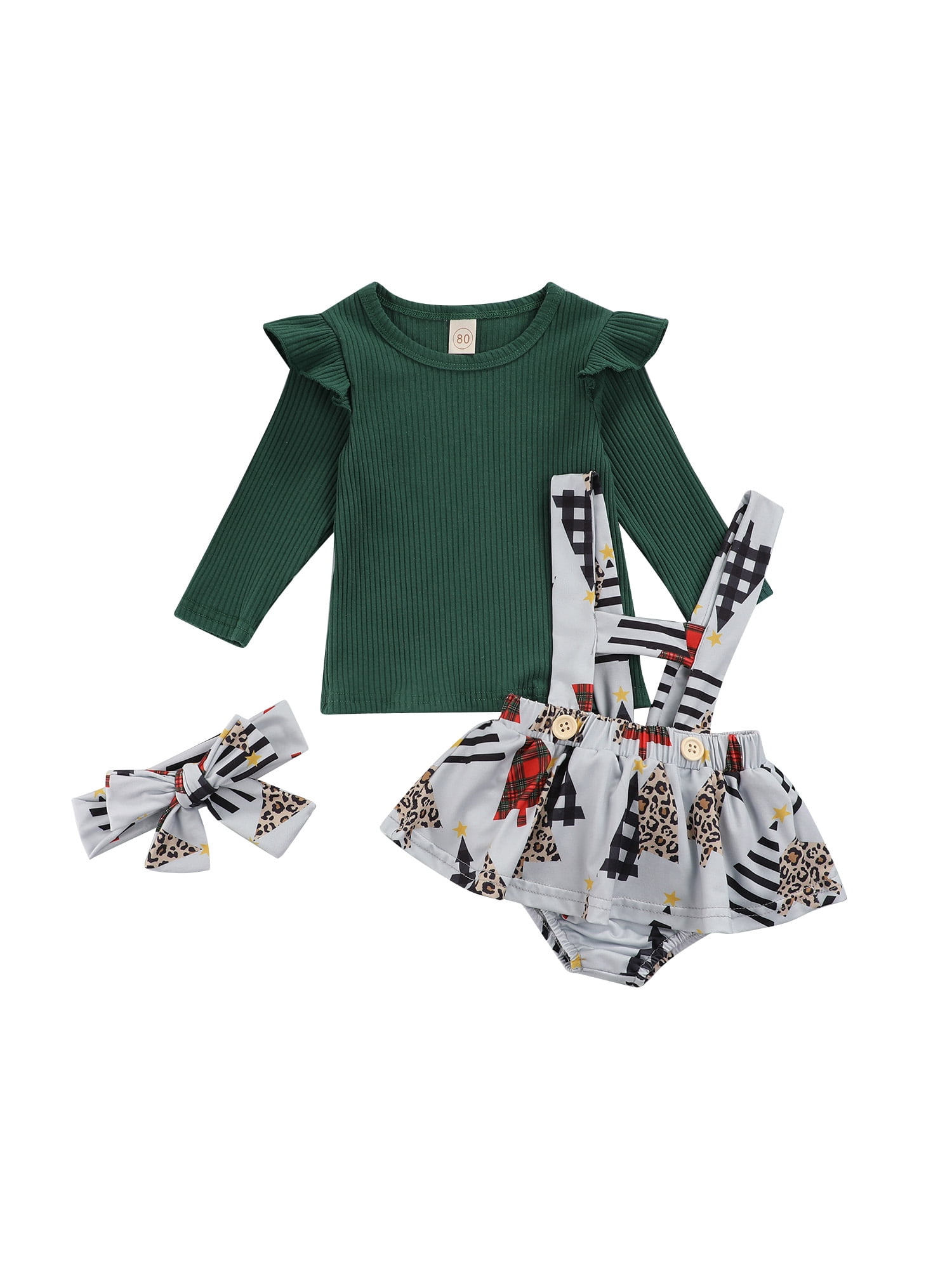 New Dress Baby Girls Christmas Santa Striped Print  Dress And Headband Outfits Children