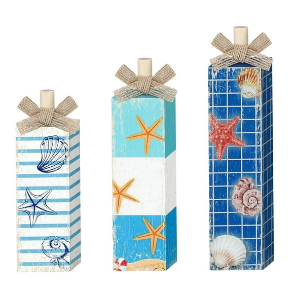 nvzhuang 3Pcs Starfish Table Centerpieces Creative Summer Ocean Themed Wooden Tiered Tray Decor for Home Office Party Table