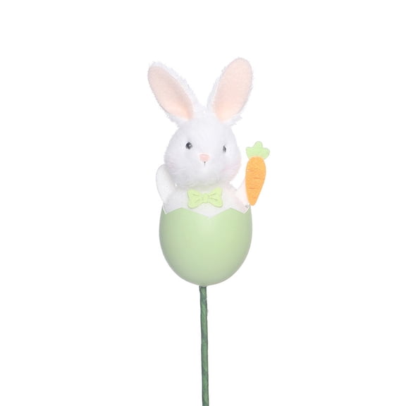 nvzhuang Artificial Easter Egg Picks Decorative Plush Bunny Egg Stems Cake Topper Sticks for Home Office Party
