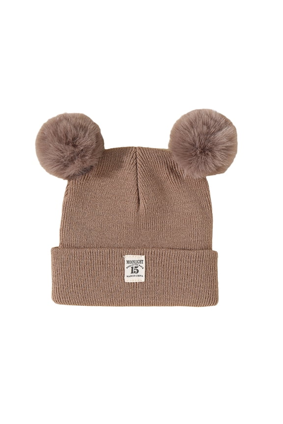 Baby Beanie Hat Soft Winter Warm Double Pom Toddler Knit Hat Infant Crochet Hat Skull Cap