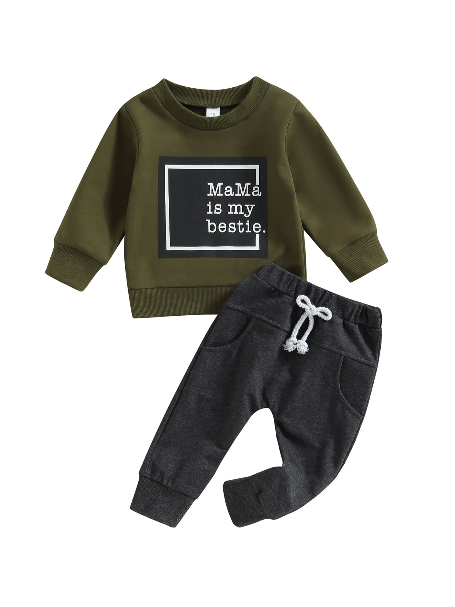 Sopiago Toddler Girl Clothing Set Toddler Baby Clothes Long Sleeve Letter Sweatshirt Solid Jogger Pants Outfits Boy Red,18-24 Months