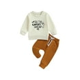 thumbnail image 1 of nvzhuang Baby Boys Pants Set, Long Sleeve Crew Neck Letters Print Sweatshirt with Sweatpants Halloween Clothes, 1 of 8