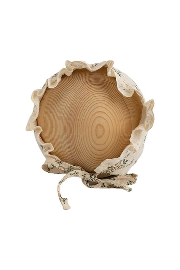 Baby Girl Bonnet Floral Print Eyelet Lace Christening Bonnet Cap Toddlers Beanie Breathable Sun Protection Hat