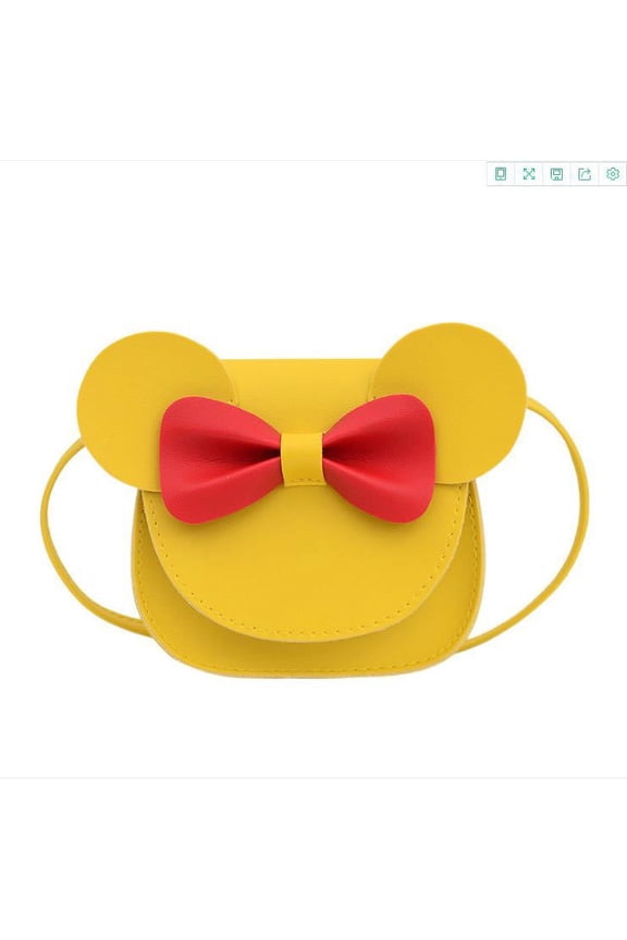 Baby Girl Cartoon Crossbody Bag, Cute Mouse Ear Bowknot Magnetic Snap Shoulder Bag