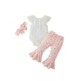 thumbnail image 1 of nvzhuang Baby Girl Clothes Suits Lace Ruffles Sleeveless Romper Flare Pants Headband 3Pcs Set, 1 of 9