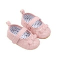 thumbnail image 1 of nvzhuang Baby Girl Dress Shoes Bowknot Mary Jane Flats Quilted Crib Shoes with Non-Slip Rubber Sole, 1 of 9