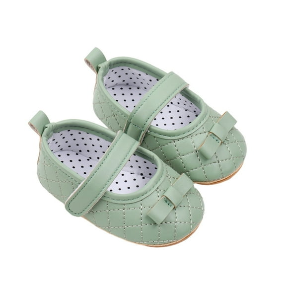 nvzhuang Baby Girl Dress Shoes Bowknot Mary Jane Flats Quilted Crib Shoes with Non-Slip Rubber Sole