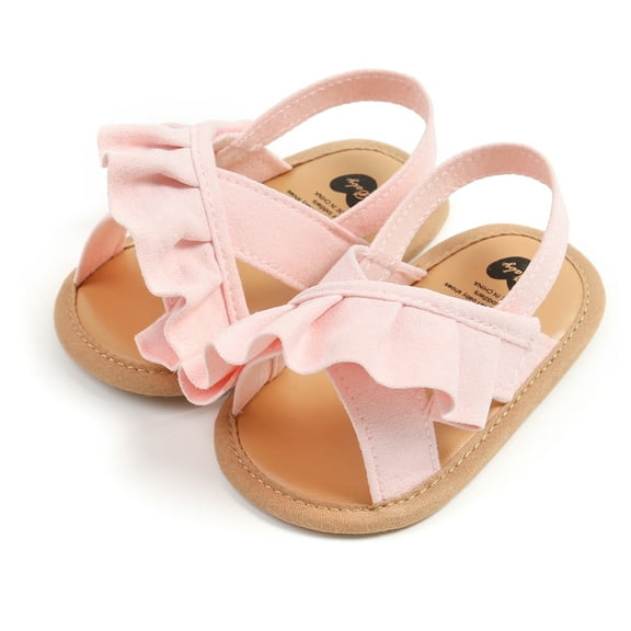 nvzhuang Baby Girl Summer Sandals, Cute Ruffle Flats Non-Slip Soft Sole Infant First Walkers