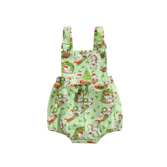 nvzhuang Baby Girl Suspender Corduroy Rompers Christmas Print Casual Newborn Toddler Sleeveless Jumpsuit