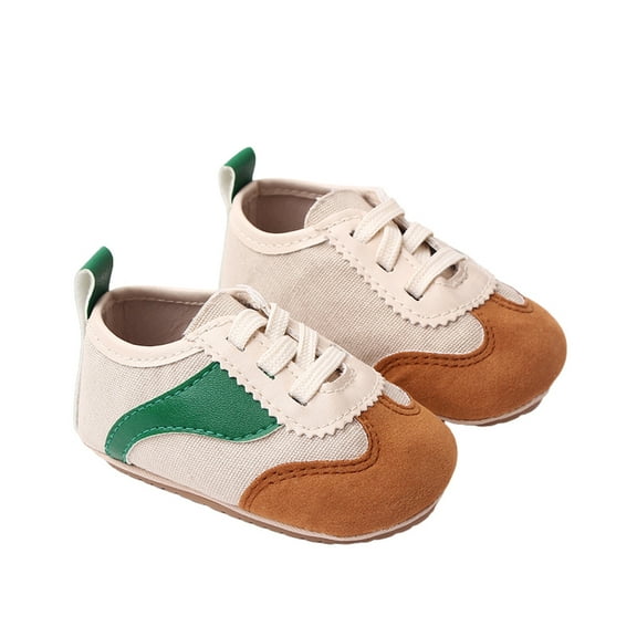 nvzhuang Baby Girls Boys Canvas Shoes, Non-slip Contrast Color Tie-up Indoor Outdoor Toddler Shoes