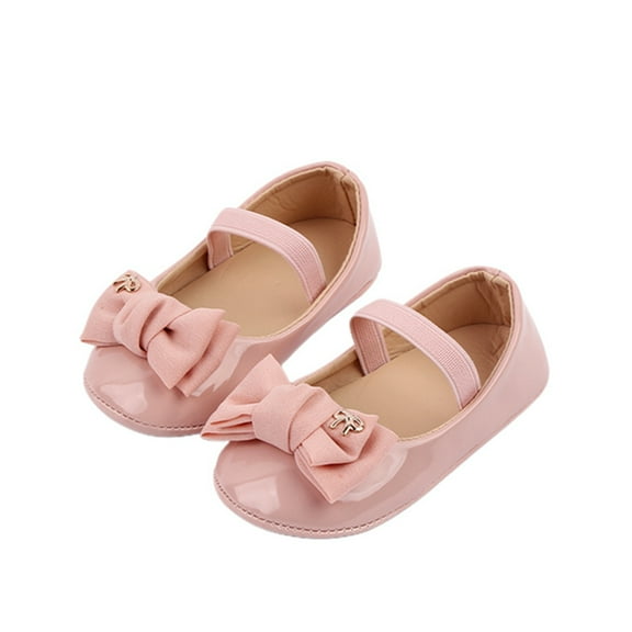 nvzhuang Baby Girls Mary Jane Flats, Non-Slip Sole PU Leather Dress Shoes Bowknot Princess Shoes