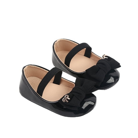 nvzhuang Baby Girls Mary Jane Flats, Non-Slip Sole PU Leather Dress Shoes Bowknot Princess Shoes