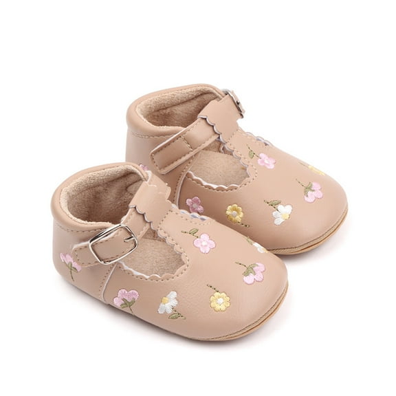 nvzhuang Baby Girls Premium Flats Rubber Sole Infant Princess Shoes PU Leather Toddler Crib Shoe