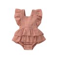 thumbnail image 1 of nvzhuang Baby Girls Sleeveless Ruffle Romper, Backless Solid Color Jumpsuit, Cute Summer One-piece Clothes, 1 of 6