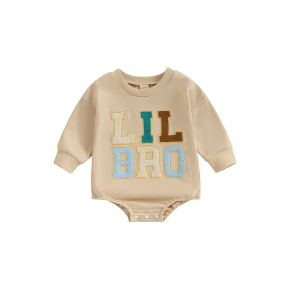 nvzhuang Baby Long Sleeve Rompers Infant Winter Letter Print Round Neck Bodysuit Newborn Jumpsuits for Winter