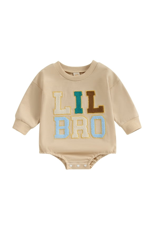 Baby Long Sleeve Rompers Infant Winter Letter Print Round Neck Bodysuit Newborn Jumpsuits for Winter