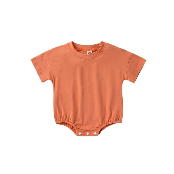 nvzhuang Baby Romper, Short Sleeve Crew Neck Solid Summer Bodysuit Clothes for Girls Boys